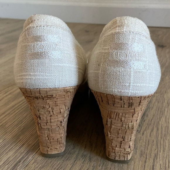 Toms Women’s Peeptoe Sandals Natural Crosshatch Jacquard Espadrilles Size 9.5 - Picture 5 of 9